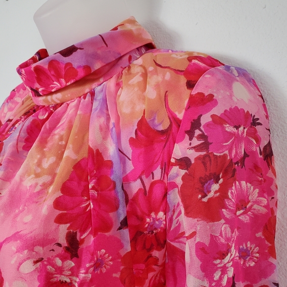 VTG 60s Hot Pink Flower Maxi Dress - US S - Picture 4 of 14